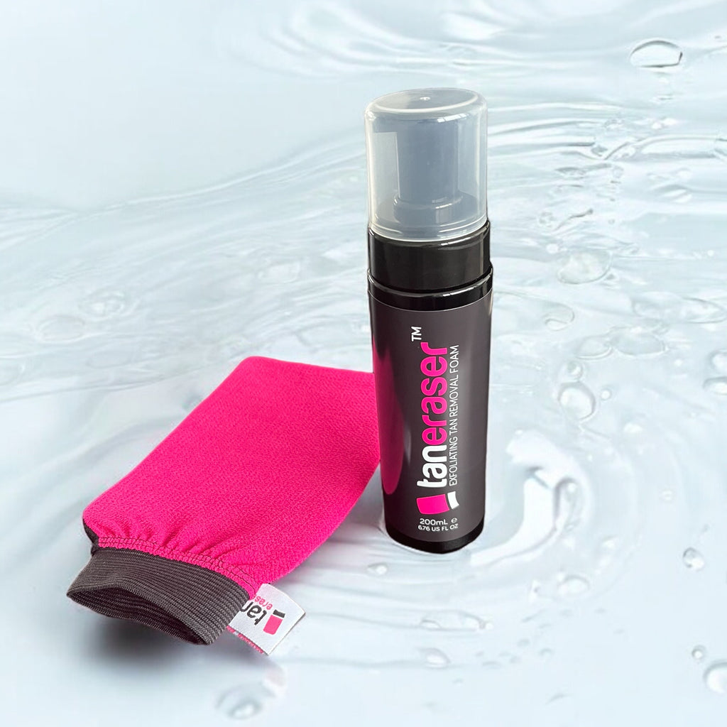 Tan Eraser Mitt & Foam Bottle